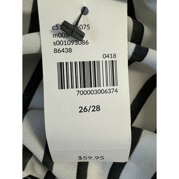 LANE BRYANT WOMENS BLACK WHITE STRIPED ASYMMETRICAL MIDI SKIRT PLUS Sz 26/28 New - Picture 5 of 6